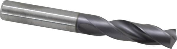 Kennametal - 11.8999mm 140° Spiral Flute Solid Carbide Screw Machine Drill Bit - Right Hand Cut, 55mm Flute Length, 102mm OAL, Standard Point, Straight Shank - Americas Industrial Supply