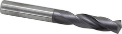 Kennametal - 11.8999mm 140° Spiral Flute Solid Carbide Screw Machine Drill Bit - Right Hand Cut, 55mm Flute Length, 102mm OAL, Standard Point, Straight Shank - Americas Industrial Supply