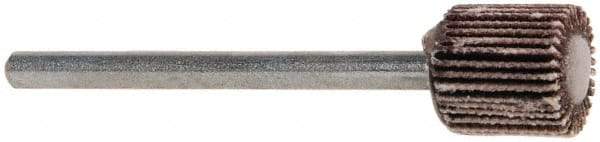 Merit Abrasives - 3/8" Diam x 3/8" Face Width, Very Fine Aluminum Oxide Coated Mounted Flap Wheel - 1/8" Shank Mount, 180 Grit, Cloth Backing, 40,000 Max RPM - Americas Industrial Supply