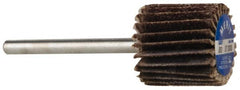 Merit Abrasives - 5/8" Diam x 5/8" Face Width, Medium Aluminum Oxide Coated Mounted Flap Wheel - 1/8" Shank Mount, 80 Grit, Cloth Backing, 37,000 Max RPM - Americas Industrial Supply