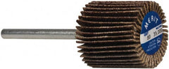 Merit Abrasives - 3/4" Diam x 3/4" Face Width, Medium Aluminum Oxide Coated Mounted Flap Wheel - 1/8" Shank Mount, 80 Grit, Cloth Backing, 35,000 Max RPM - Americas Industrial Supply