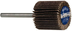 Merit Abrasives - 3/4" Diam x 3/4" Face Width, Fine Aluminum Oxide Coated Mounted Flap Wheel - 1/8" Shank Mount, 120 Grit, Cloth Backing, 35,000 Max RPM - Americas Industrial Supply