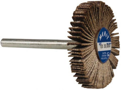 Merit Abrasives - 1-3/16" Diam x 3/16" Face Width, Fine Aluminum Oxide Coated Mounted Flap Wheel - 1/8" Shank Mount, 120 Grit, Cloth Backing, 30,000 Max RPM - Americas Industrial Supply
