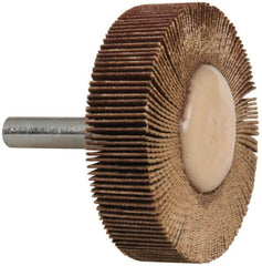 Merit Abrasives - 2" Diam x 1/2" Face Width, Very Fine Aluminum Oxide Coated Mounted Flap Wheel - 1/4" Shank Mount, 180 Grit, Cloth Backing, 25,000 Max RPM - Americas Industrial Supply