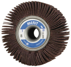 Merit Abrasives - 3-1/2" Diam, 80 Grit Ceramic Unmounted Flap Wheel - 5/8" Hole, 2" Wide, Coated, Medium Grade, 12,000 Max RPM , Cloth Backing - Americas Industrial Supply
