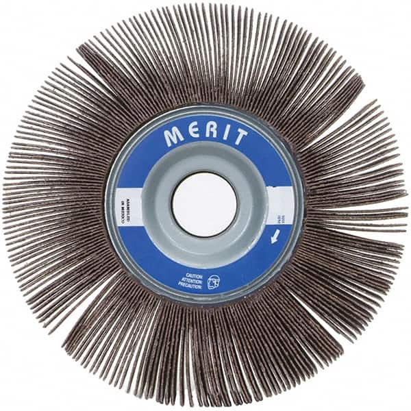Merit Abrasives - 6" Diam, 120 Grit Ceramic Unmounted Flap Wheel - 1" Hole, 1" Wide, Coated, Fine Grade, 6,000 Max RPM , Cloth Backing - Americas Industrial Supply