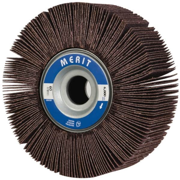 Merit Abrasives - 6" Diam, 60 Grit Aluminum Oxide Unmounted Flap Wheel - 1" Hole, 2" Wide, Coated, Medium Grade, 6,000 Max RPM , Cloth Backing - Americas Industrial Supply