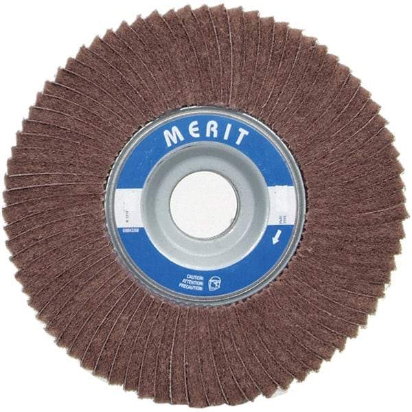 Merit Abrasives - 6" Diam, 60 Grit Ceramic Interleaf Flap Wheel - 1" Hole, 1" Wide, Coated, Medium Grade, 6,000 Max RPM , Cloth Backing - Americas Industrial Supply