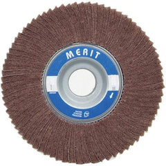 Merit Abrasives - 6" Diam, 60 Grit Ceramic Interleaf Flap Wheel - 1" Hole, 1" Wide, Coated, Medium Grade, 6,000 Max RPM , Cloth Backing - Americas Industrial Supply