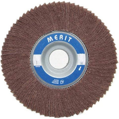 Merit Abrasives - 6" Diam, 80 Grit Ceramic Interleaf Flap Wheel - 1" Hole, 2" Wide, Coated, Medium Grade, 6,000 Max RPM , Cloth Backing - Americas Industrial Supply