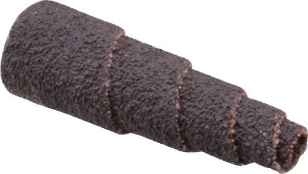 Merit Abrasives - 1-1/2" Long x 1/2" Diam, Aluminum Oxide, Full Taper Cartridge Roll - 60 Grit, 1/8" Pilot Hole Diam, Medium Grade - Americas Industrial Supply