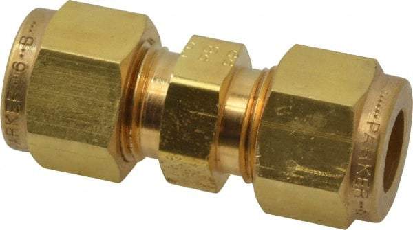 Parker - 3/8" OD, Brass Union - 2,300 Max Working psi, 5/8" Hex, Comp x Comp Ends - Americas Industrial Supply