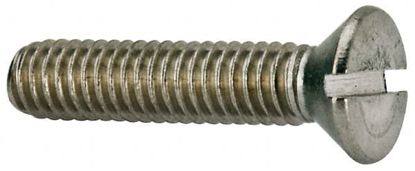 Value Collection - 5/16-18 UNC, 1-1/2" OAL Slotted Drive Machine Screw - Flat Head, Grade 316 Stainless Steel, Uncoated, Without Washer - Americas Industrial Supply