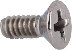 Value Collection - #6-32 UNC, 3/8" OAL Phillips Drive Machine Screw - Flat Head, Grade 316 Stainless Steel, Uncoated, Without Washer - Americas Industrial Supply