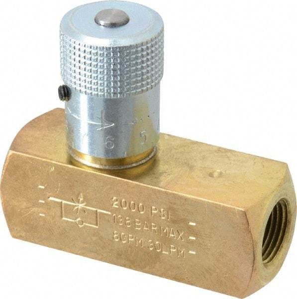 Parker - 8 GPM 3/8 Inlet Brass Hydraulic Control Valve - 3/8-18 Thread - Americas Industrial Supply