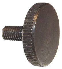 Morton Machine Works - M10x1.50 Knurled Shoulderless Grade C-1018 Steel Thumb Screw - 48mm OAL, 36mm Head Diam x 8mm Head Height, Black Oxide Finish - Americas Industrial Supply