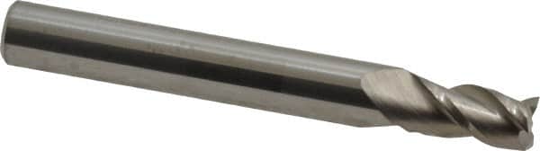 Accupro - 7/32", 3/8" LOC, 1/4" Shank Diam, 2" OAL, 3 Flute, Solid Carbide Square End Mill - Single End, Uncoated, Spiral Flute, 40° Helix, Centercutting, Right Hand Cut, Right Hand Flute - Americas Industrial Supply