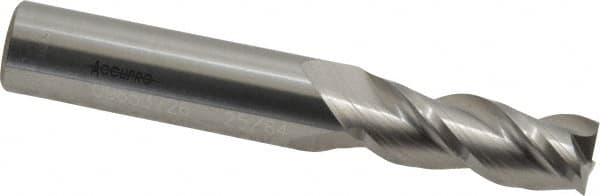 Accupro - 25/64", 1" LOC, 7/16" Shank Diam, 2-3/4" OAL, 3 Flute, Solid Carbide Square End Mill - Single End, Uncoated, Spiral Flute, 40° Helix, Centercutting, Right Hand Cut, Right Hand Flute - Americas Industrial Supply