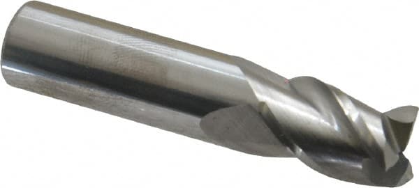 Accupro - 7/16", 5/8" LOC, 7/16" Shank Diam, 2" OAL, 3 Flute, Solid Carbide Square End Mill - Single End, Uncoated, Spiral Flute, 40° Helix, Centercutting, Right Hand Cut, Right Hand Flute - Americas Industrial Supply