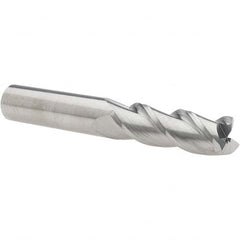 Accupro - 3/4", 2-1/4" LOC, 3/4" Shank Diam, 5" OAL, 3 Flute, Solid Carbide Square End Mill - Single End, Uncoated, Spiral Flute, 40° Helix, Centercutting, Right Hand Cut, Right Hand Flute - Americas Industrial Supply