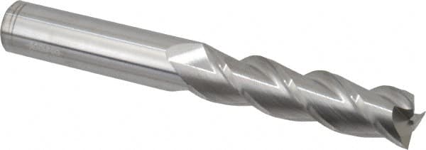 Accupro - 3/4", 3" LOC, 3/4" Shank Diam, 6" OAL, 3 Flute, Solid Carbide Square End Mill - Single End, Uncoated, Spiral Flute, 40° Helix, Centercutting, Right Hand Cut, Right Hand Flute - Americas Industrial Supply