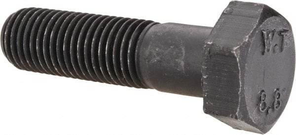 Value Collection - M12x1.50mm Metric Fine, 45mm Length Under Head Hex Head Cap Screw - Partially Threaded, Grade 8.8 Steel, Uncoated, 19mm Hex - Americas Industrial Supply