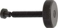 Gibraltar - 1/4-20 Knurled Shoulderless Swivel Pad Tip Grade C-12L14 Steel Thumb Screw - 1.9" OAL, 1" Head Diam x 5/16" Head Height, Black Oxide Finish - Americas Industrial Supply