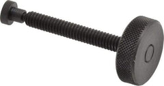 Gibraltar - 1/4-20 Knurled Shoulderless Swivel Pad Tip Grade C-12L14 Steel Thumb Screw - 2.4" OAL, 1" Head Diam x 5/16" Head Height, Black Oxide Finish - Americas Industrial Supply