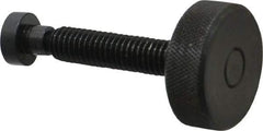 Gibraltar - 3/8-16 Knurled Shoulderless Swivel Pad Tip Grade C-12L14 Steel Thumb Screw - 2.55" OAL, 1-1/4" Head Diam x 7/16" Head Height, Black Oxide Finish - Americas Industrial Supply