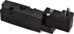 Parker - 1/8", 3-Way Body Ported Stacking Solenoid Valve - 120 VAC, 0.75 CV Rate, Air Return, 2.14" High x 4.2" Long - Americas Industrial Supply