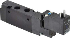 Parker - 1/8", 4-Way Body Ported Stacking Solenoid Valve - 24 VDC, 0.75 CV Rate, Air Return, 2.14" High x 4.67" Long - Americas Industrial Supply