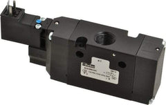Parker - 3/8", 3-Way Body Ported Stacking Solenoid Valve - 24 VDC, 1.4 CV Rate, Air Return, 2.4" High x 5.29" Long - Americas Industrial Supply