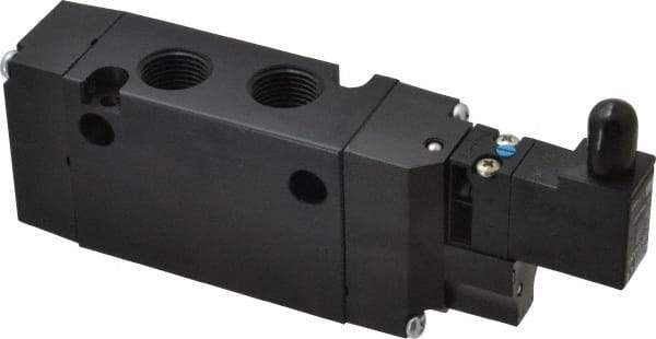 Parker - 3/8", 4-Way Body Ported Stacking Solenoid Valve - 24 VDC, 1.4 CV Rate, 2.4" High x 5.78" Long - Americas Industrial Supply