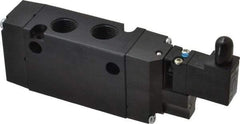 Parker - 3/8", 4-Way Body Ported Stacking Solenoid Valve - 24 VDC, 1.4 CV Rate, 2.4" High x 5.78" Long - Americas Industrial Supply