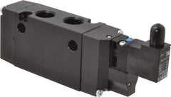 Parker - 3/8", 4-Way Body Ported Stacking Solenoid Valve - 120 VAC, 1.4 CV Rate, Air Return, 2.4" High x 5.78" Long - Americas Industrial Supply