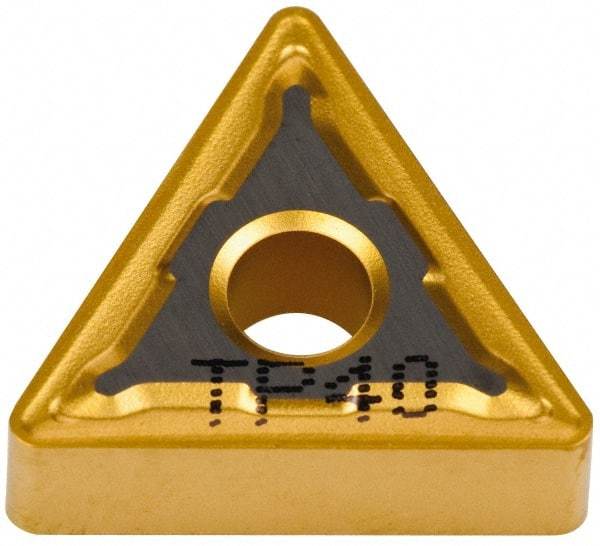 Seco - TNMG332 M5 Grade TP40 Carbide Turning Insert - TiC/TiCN/TiN Finish, 60° Triangle, 3/8" Inscr Circle, 3/16" Thick, 1/32" Corner Radius - Americas Industrial Supply