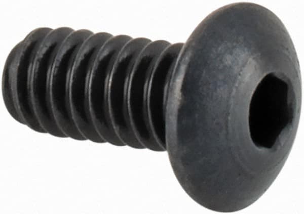 Camcar - #2-56 UNC Hex Socket Drive, Button Screw - Alloy Steel, Black Oxide Finish, Fully Threaded, 3/16" Length Under Head - Americas Industrial Supply