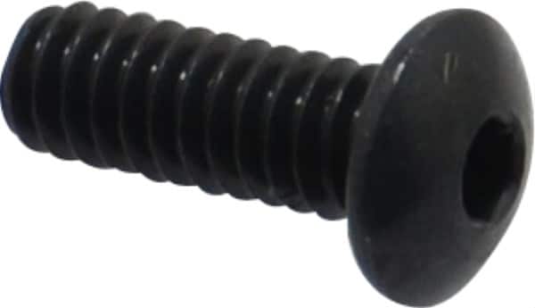 Camcar - #2-56 UNC Hex Socket Drive, Button Screw - Alloy Steel, Black Oxide Finish, Fully Threaded, 1/4" Length Under Head - Americas Industrial Supply