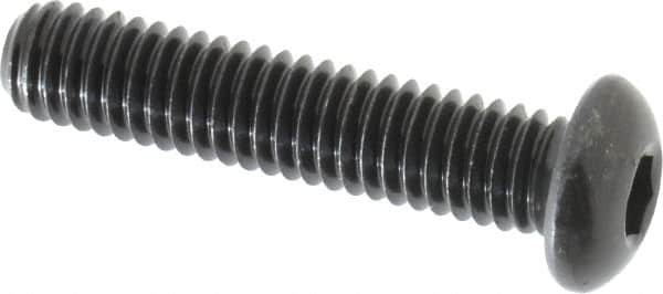 Made in USA - 5/16-18 UNC Hex Socket Drive, Button Screw - Alloy Steel, Black Oxide Finish, Fully Threaded, 1-1/2" Length Under Head - Americas Industrial Supply
