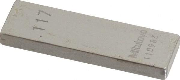 Mitutoyo - 0.117" Rectangular Steel Gage Block - Accuracy Grade 0, Includes Certificate of Inspection - Americas Industrial Supply