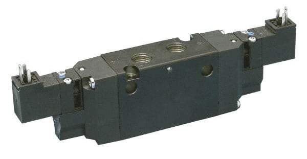 Parker - 4-Way Body Ported Stacking Solenoid Valve - 24 VDC, 1.4 CV Rate, 7.51" Long - Americas Industrial Supply