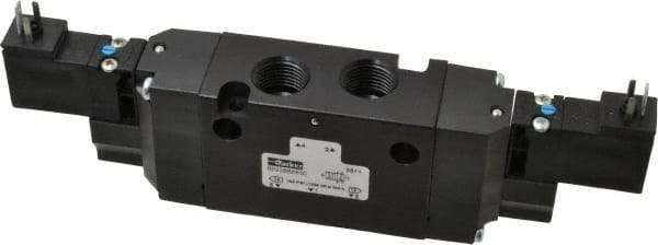 Parker - 4-Way Body Ported Stacking Solenoid Valve - 120 VAC, 1.4 CV Rate, 7.51" Long - Americas Industrial Supply