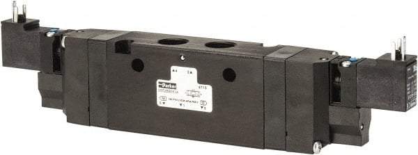 Parker - 4-Way Body Ported Stacking Solenoid Valve - 120 VAC, 2.1 CV Rate, 9.35" Long - Americas Industrial Supply