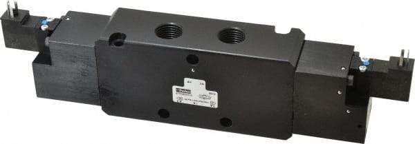 Parker - 4-Way Body Ported Stacking Solenoid Valve - 120 VAC, 5.7 CV Rate, 11.29" Long - Americas Industrial Supply