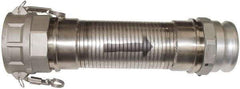 Kuriyama of America - 120" OAL, 4" ID, Flexible Metal Hose Assembly - 4" Fitting, Part A Adapter x Part D Coupler End Connections, Aluminum Fitting, 304 Stainless Steel Hose - Americas Industrial Supply