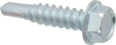 Value Collection - #12, Hex Washer Head, Hex Drive, 1" Length Under Head, #3 Point, Self Drilling Screw - Grade 2 Steel, Zinc-Plated Finish - Americas Industrial Supply