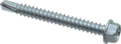 Value Collection - #12, Hex Washer Head, Hex Drive, 2" Length Under Head, #3 Point, Self Drilling Screw - Grade 2 Steel, Zinc-Plated Finish - Americas Industrial Supply