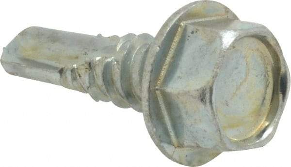 Value Collection - #14, Hex Washer Head, Hex Drive, 3/4" Length Under Head, #3 Point, Self Drilling Screw - Grade 2 Steel, Zinc-Plated Finish - Americas Industrial Supply