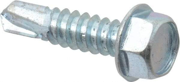 Value Collection - #14, Hex Washer Head, Hex Drive, 1" Length Under Head, #3 Point, Self Drilling Screw - Grade 2 Steel, Zinc-Plated Finish - Americas Industrial Supply