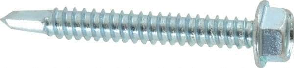 Value Collection - #14, Hex Washer Head, Hex Drive, 2" Length Under Head, #3 Point, Self Drilling Screw - Grade 2 Steel, Zinc-Plated Finish - Americas Industrial Supply